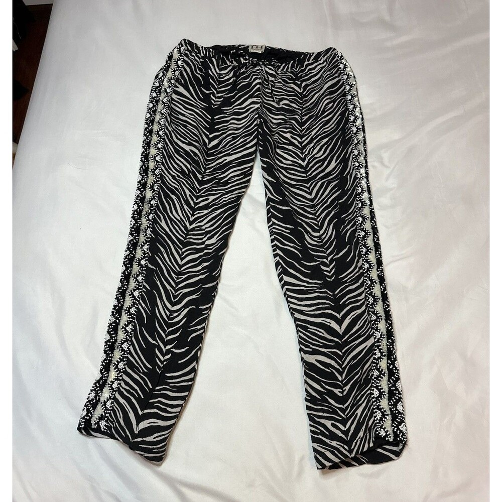 Haute Hippie Nordstrom 100% Silk Animal Zebra Striped Embellished Beaded S Women